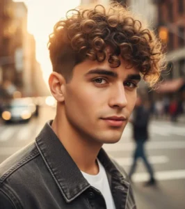 Blowout Taper Curly Hair with Fringe