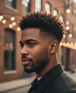 Short Curly Blowout Taper